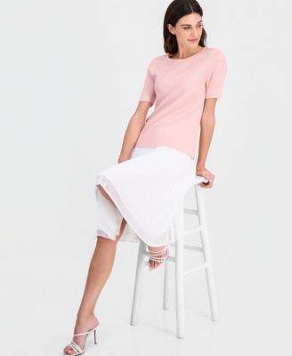 Women's Fine-Rib Crewneck Sweater T-Shirt