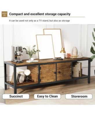 58" TV Stand for up to 65", Entertainment Table with Adjustable Legs, Open Shelves & Doors, Entryway