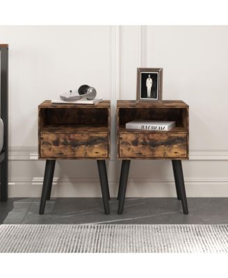 Luxurious Contemporary Nightstand with Storage Space Glass Top Bedroom Storage Furniture