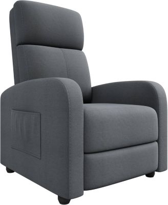 Recliner Chair for Adults, Lazy Recliner Ergonomic Adjustable Single Sofa Enhanced with Side Pocket, Tall Back, Wide Arms & Padded Seat