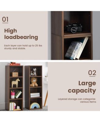 8-Tier Tall Narrow Bookshelf, Slim Storage Cabinet & Display Bookcase with Adjustable Shelves for Living Room, Office
