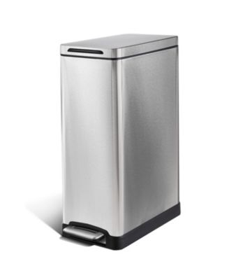 11 Gallon Kitchen Trash Can with Soft-Close Lid and Slim Stainless Steel Design