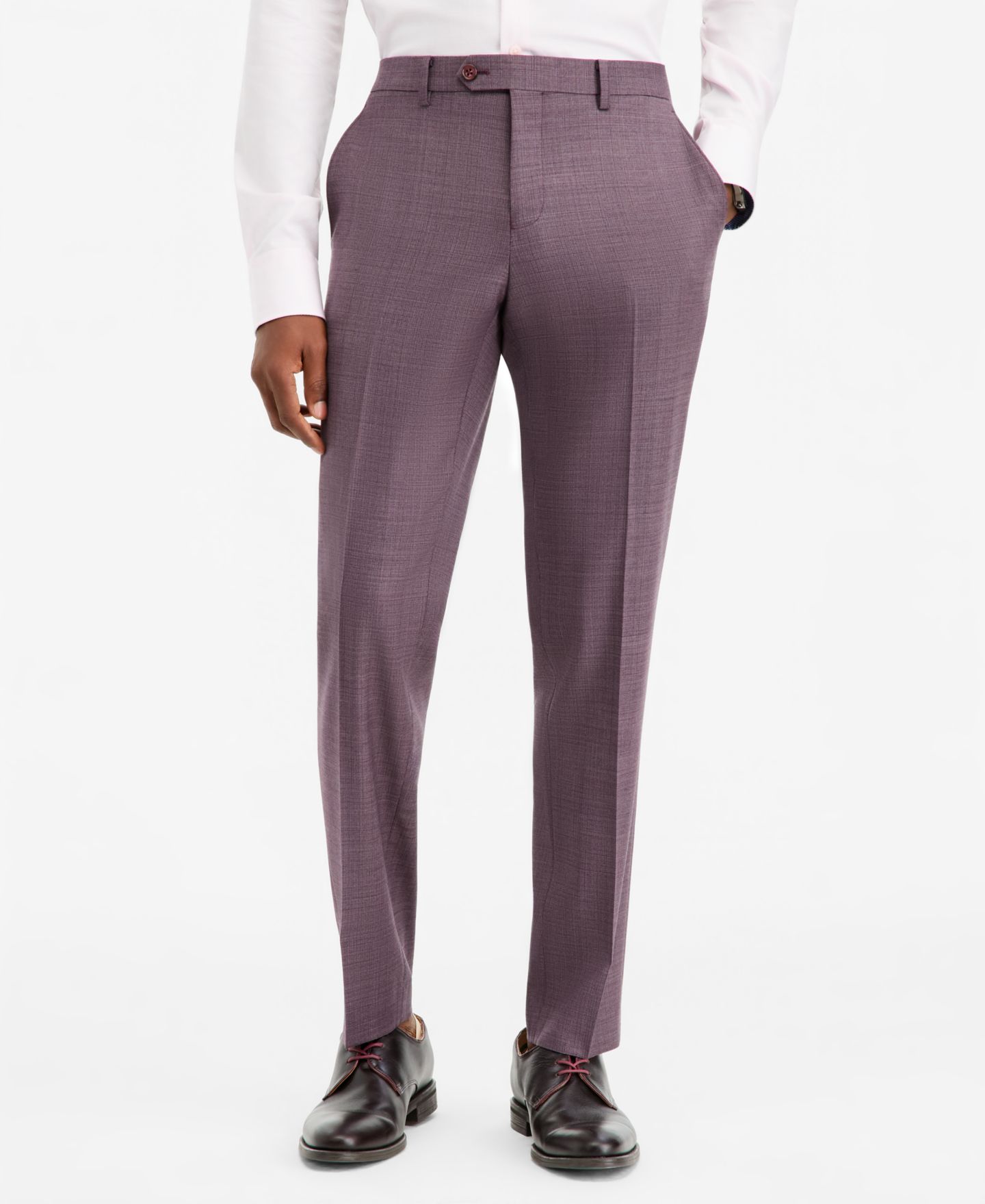 Мужские брюки Ted by Ted Baker Modern-Fit Purple Solid Suit Separate, цвет: Фиолетовый — фото 3
