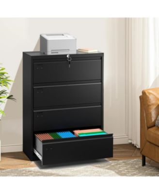 4 Drawer Lateral File Cabinet with Lock, 52"H Metal Filing Cabinet for Home Office & Business Use Legal, A4, F4 Files, 320 LB Weight