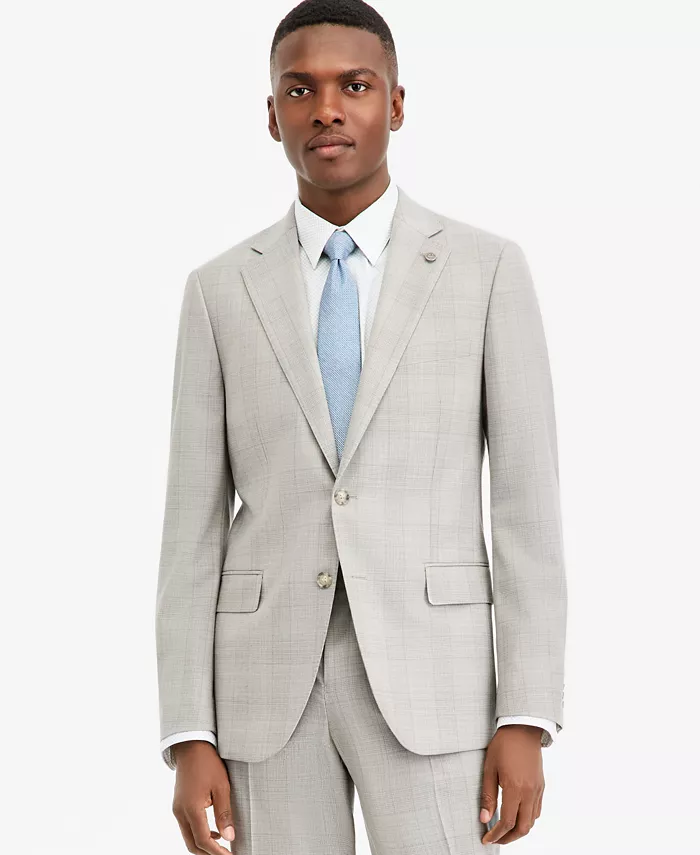 Men's Modern-Fit Gray Plaid Suit Separates - thumbnail 2