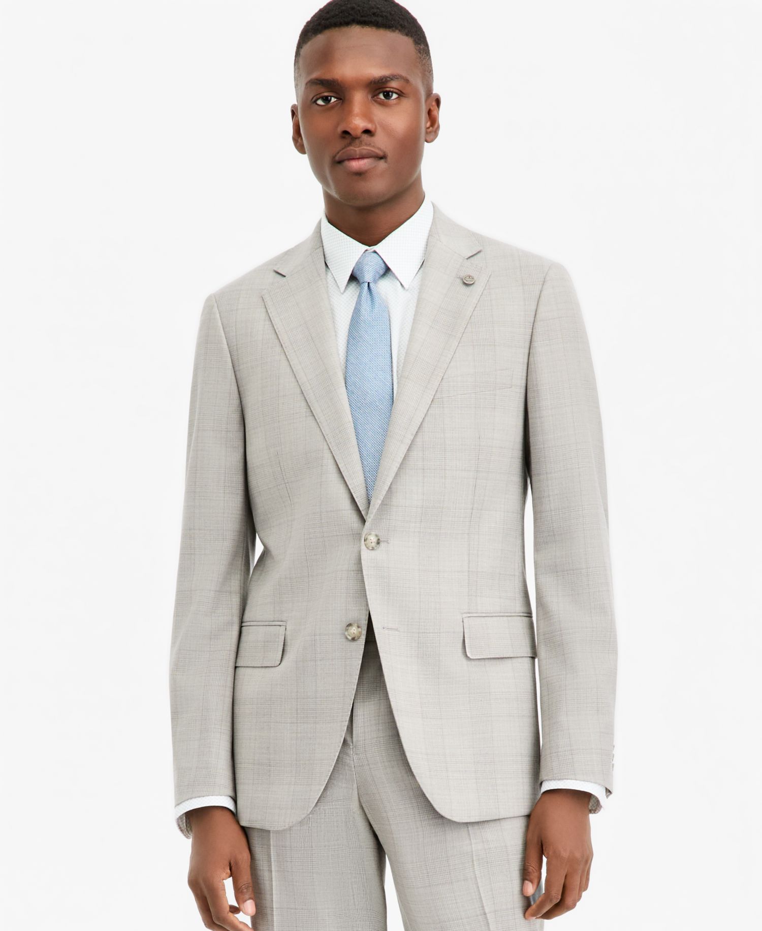 Men's Modern-Fit Gray Plaid Suit Separate Pants