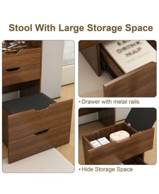 Elegant Modern Wooden Nightstand with Storage Space Finish Bedside Table for Bedroom Living Room