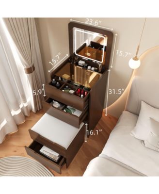 Elegant Modern Wooden Nightstand with Storage Space Finish Bedside Table for Bedroom Living Room