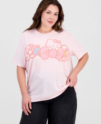 Trendy Plus Size Hello Kitty Bow Graphic Print T-Shirt