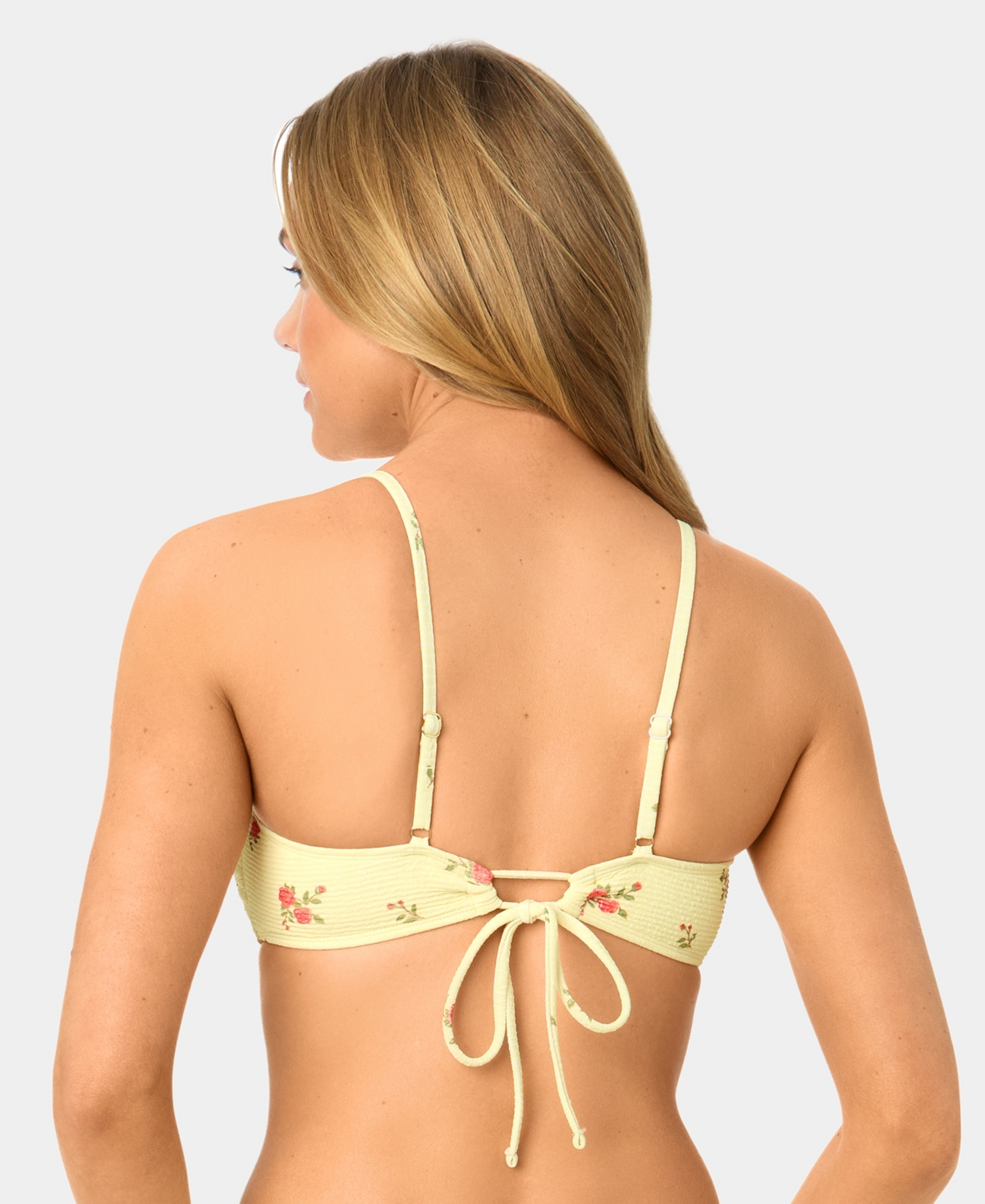 California Waves Women's Solid Popcorn Scrunch Scoop Neck Swim Bikini Top