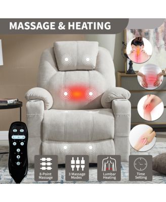 Power Lift Recliner Chair with 8-Point Massage & Heating 350 lbs Capacity USB/Type-C Ports and Cup Holders