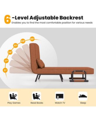 Folding 6 Position Convertible Sleeper Bed Armchair Lounge Couch with Pillow