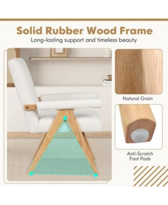 Mid Century Modern Accent Chair with Rubber Wood Frame and Padded Armrests