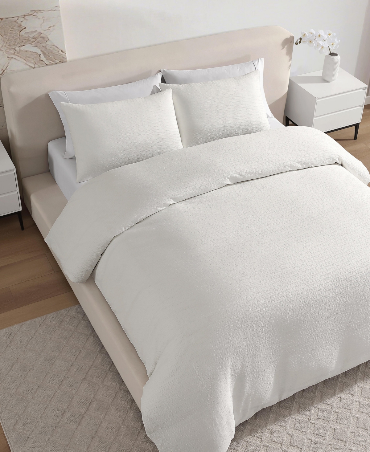 Vera Wang Crinkle Seersucker Solid 3-Pc. Duvet Cover Set