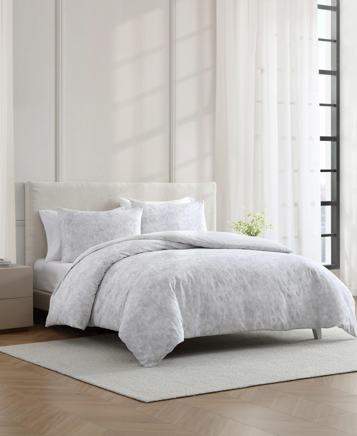 Vera Wang Nebulous Flower Cotton 3-Pc. Duvet Cover Set