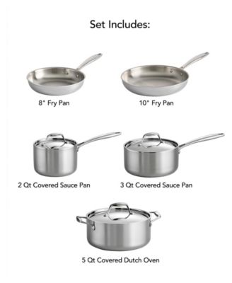 Signature 8-Pc Tri-Ply Clad Stainless Steel Cookware Set with Lids