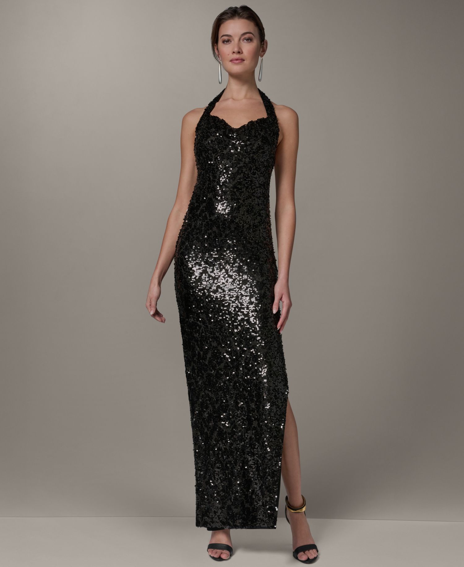 Women's Sequin Halter Neck Ball Gown