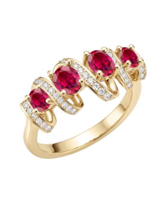 Amethyst (7/8 ct. t.w.) & Lab Grown White Sapphire (1/4 ct. t.w.) Ring in 14k Gold Over Sterling Silver (Also Available in Multi-Stones)