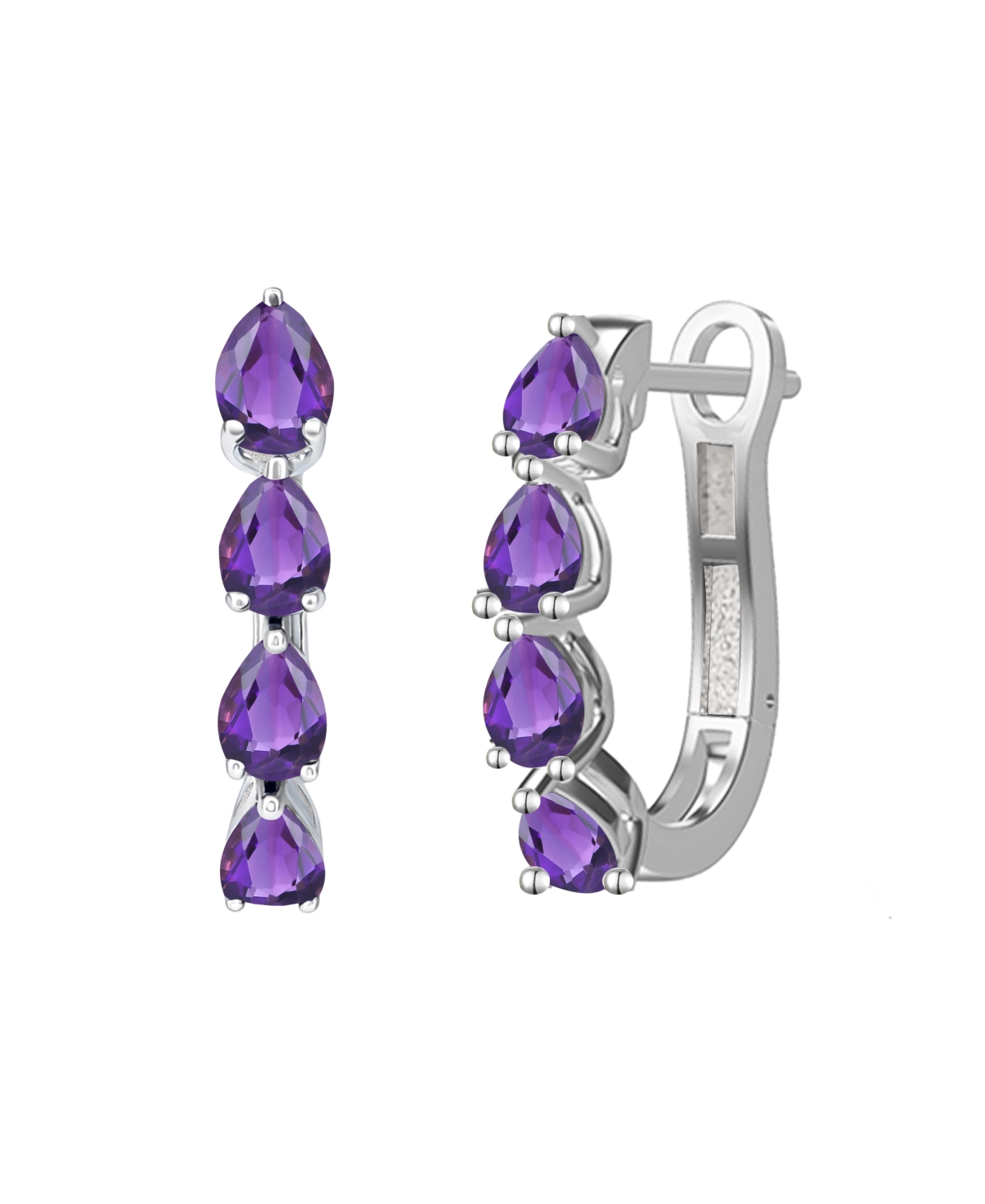 Macy's Lab Grown Emerald (1 ct. t.w.) Earrings in Sterling Silver (Also Available in Multi-Stones) - Amethyst