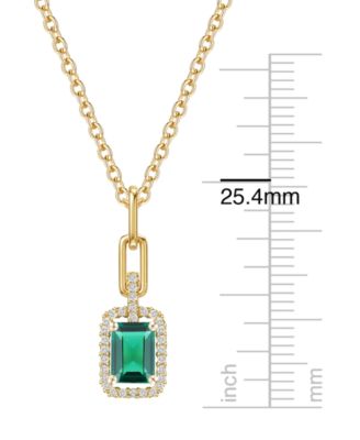 Lab Grown Emerald (3/4 ct. t.w.) & Lab Grown White Sapphire (1/5 ct. t.w.) Necklace in 14k Gold Over Sterling Silver (Also Available in Multi-Stones)