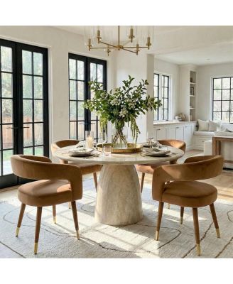 Velvet Upholstered Dining Chairs Set of 2, Modern Open Back Armchairs