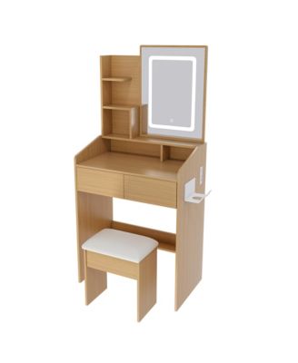 Durable Premium High Gloss Mirrored Nightstand with 2 Drawers Modern Bedroom End Table