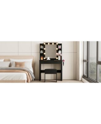 Stylish Coffee Table with 2 Drawers Finish Modern Living Room Center Table with Storage