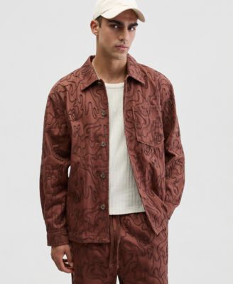 Men's Floral Embroidered Cotton Shacket