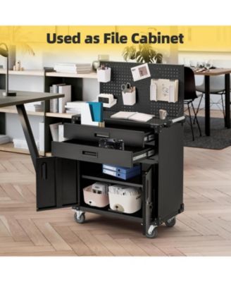 52'' Work Bench for Garage with Pegboard Drawers and Cabinets Heavy Duty Metal Frame Tool Bench for Organizer Work Table with Wheels
