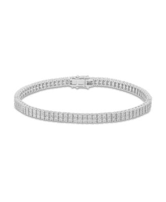 Men's Lab Grown Diamond (2-1/4 ct. t.w.) Double Row Tennis Bracelet in Sterling Silver