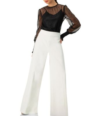 Women's See- Though Polka Dot Smock Sleeve Blouse