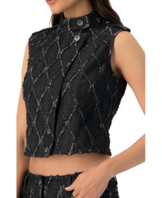 Women's Distressed Denim Vest