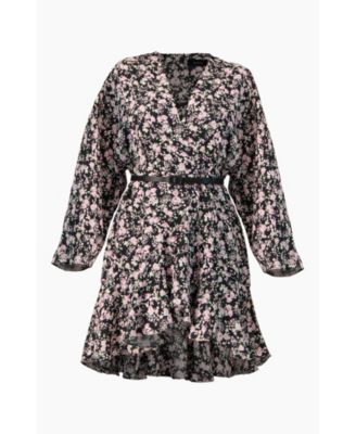 Women's Dolan Sleeve Short Floral V-Neck Dress