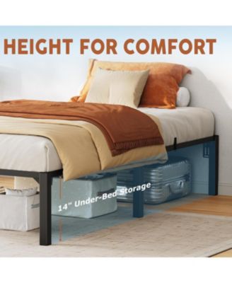 16" Queen Bed Frame – No Screw Metal Platform with Heavy Duty Steel Slats, Easy Disassembly & Under Bed Storage