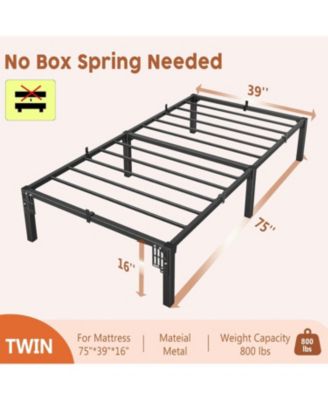 16" Queen Bed Frame – No Screw Metal Platform with Heavy Duty Steel Slats, Easy Disassembly & Under Bed Storage