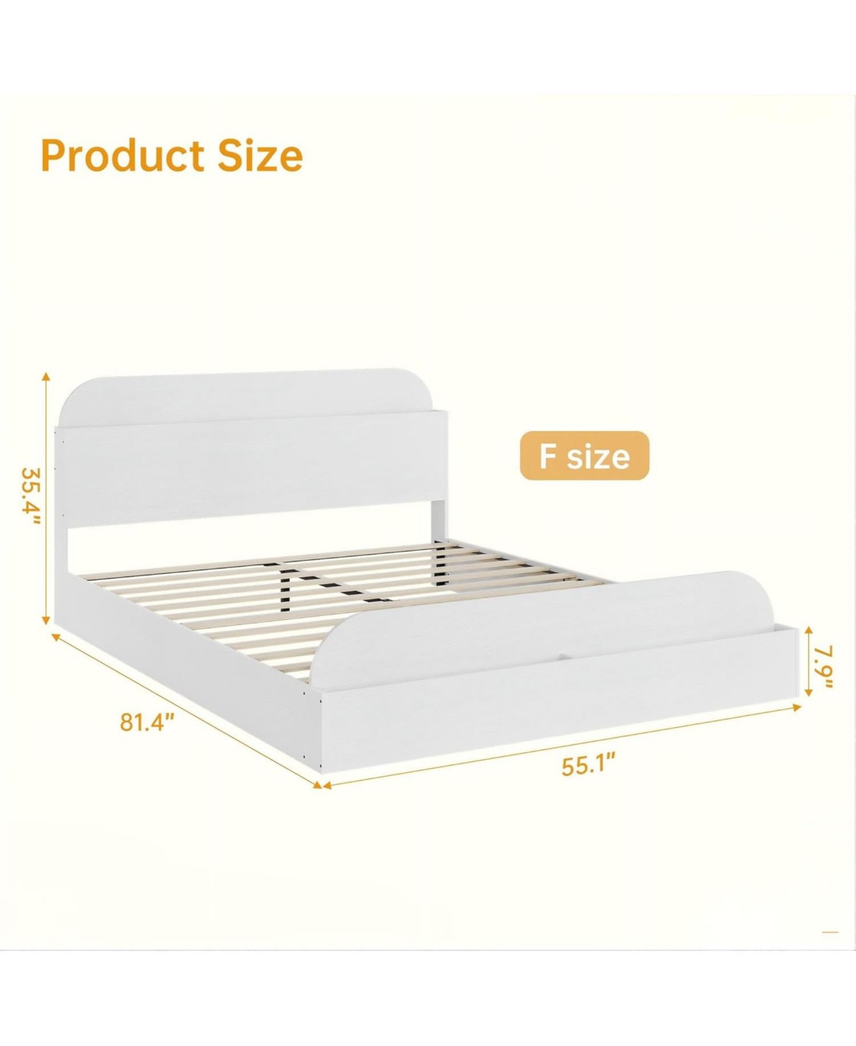 gaomon Full Bed Frame with Storage Headboard and Raised Footboard Low Platform Wood Slats No Box Spring