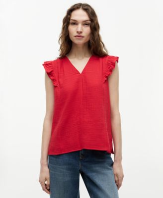 Women's Flutter-Sleeve V-Neck Blouse