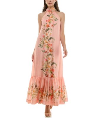 Women's Floral Halter Neck A-Line Dress