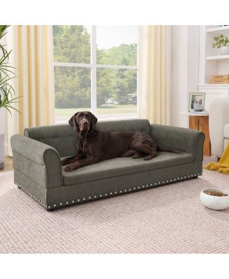 Modern Linen Dog Sofa Bed, Oversized Pet Furniture with Backrest