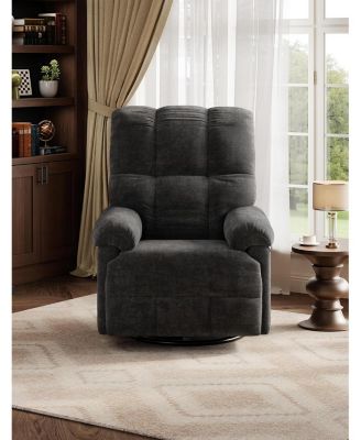 Oversized Swivel Rocker Recliner - Chenille Upholstered, 350lb Capacity, Infinite Recline for Living Room