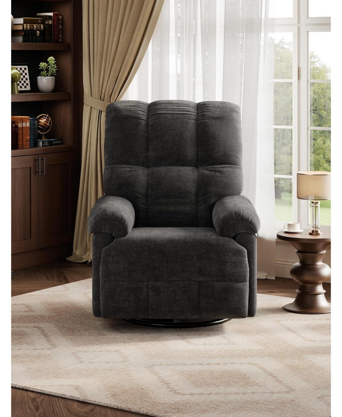 gaomon Oversized Swivel Rocker Recliner - Chenille Upholstered, 350lb Capacity, Infinite Recline for Living Room