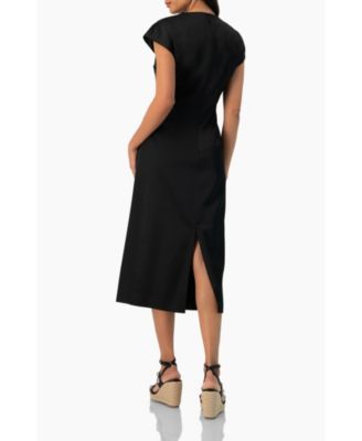 Women's Off-Shoulder Straight Satin Dress with Side Knot