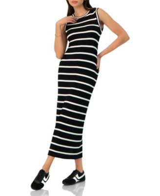 Women's Sleeveless Striped Knit Long Dress