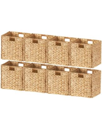 Set of 8  Water Hyacinth Storage Cube Bin Basket