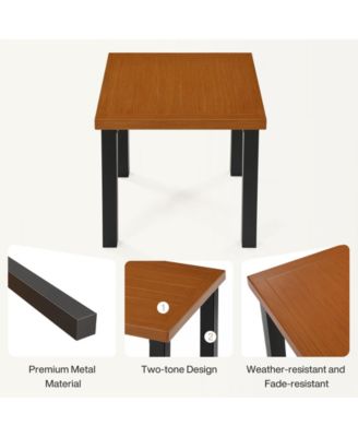 Square Outdoor Side Table, HDPE Patio End Table with Aluminum Frame, Weather-Resistant Small Table for Patio, Porch, Balcony