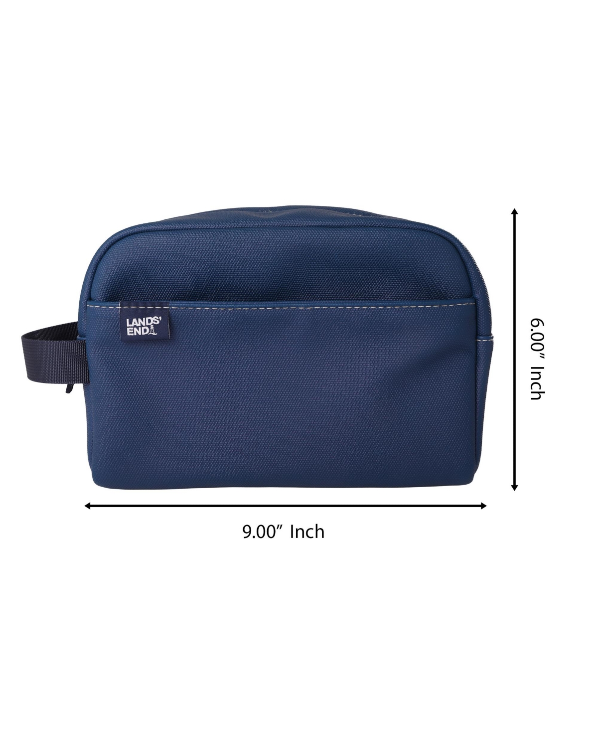 Lands' End Woven Dopp Kit for Men, Solid Toiletry Bag with Top Zip and Front Pocket