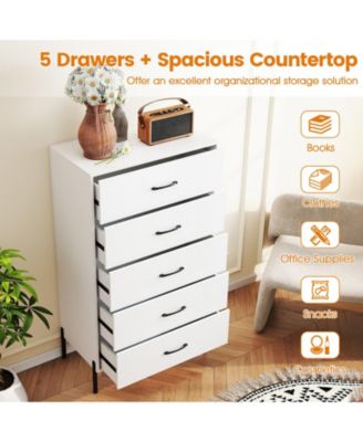 Five Drawer Tall Chest of Drawers with Metal Legs