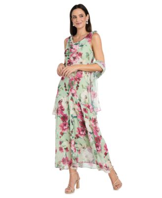 Women's Cowl Neck Printed Midi Dress