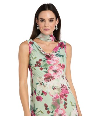 Women's Cowl Neck Printed Midi Dress