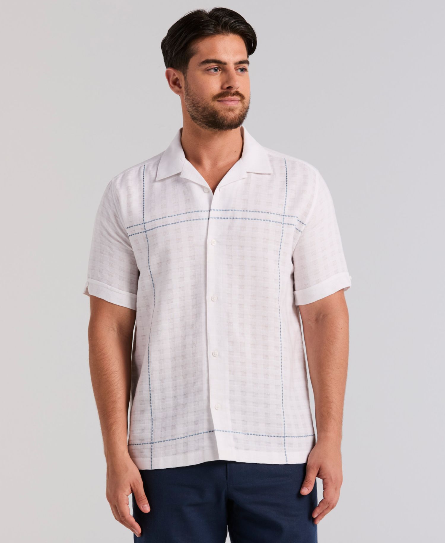 Men's Cotton Blend Embroidered Shirt